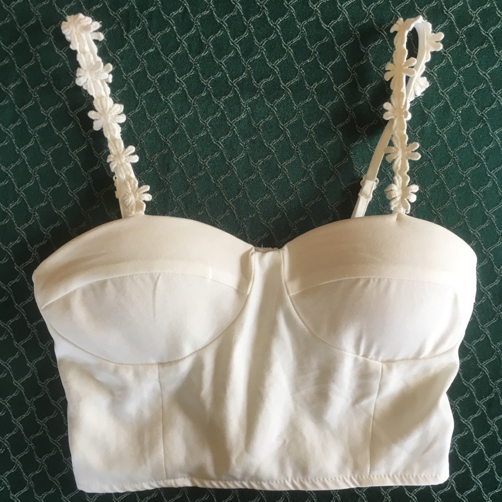 White Flower-Strap Bustier